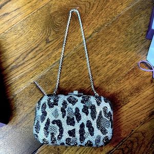 Judith Leiber silver and black leopard bag RARE